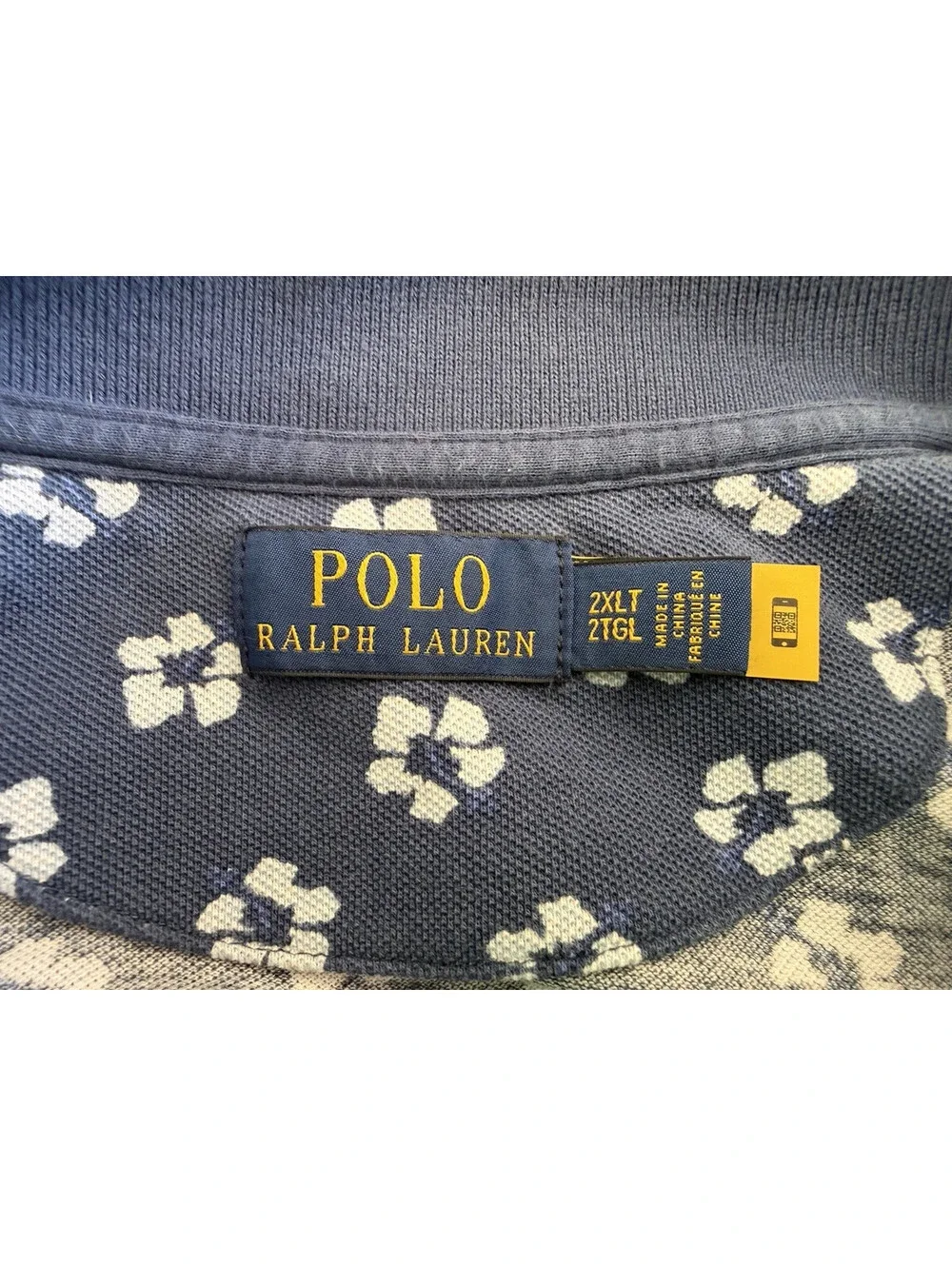 Polo Ralph Lauren Men's Aloha Hawaiian Print Polo Shirt Hibiscus 2XLT Light Navy
